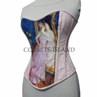 Overbust Cotton Baby Pink Steel Boned Corset