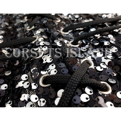 Black Sequin Steel Boned Underbust Corset