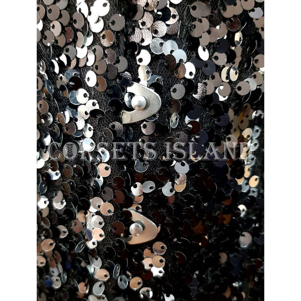 Black Sequin Steel Boned Underbust Corset