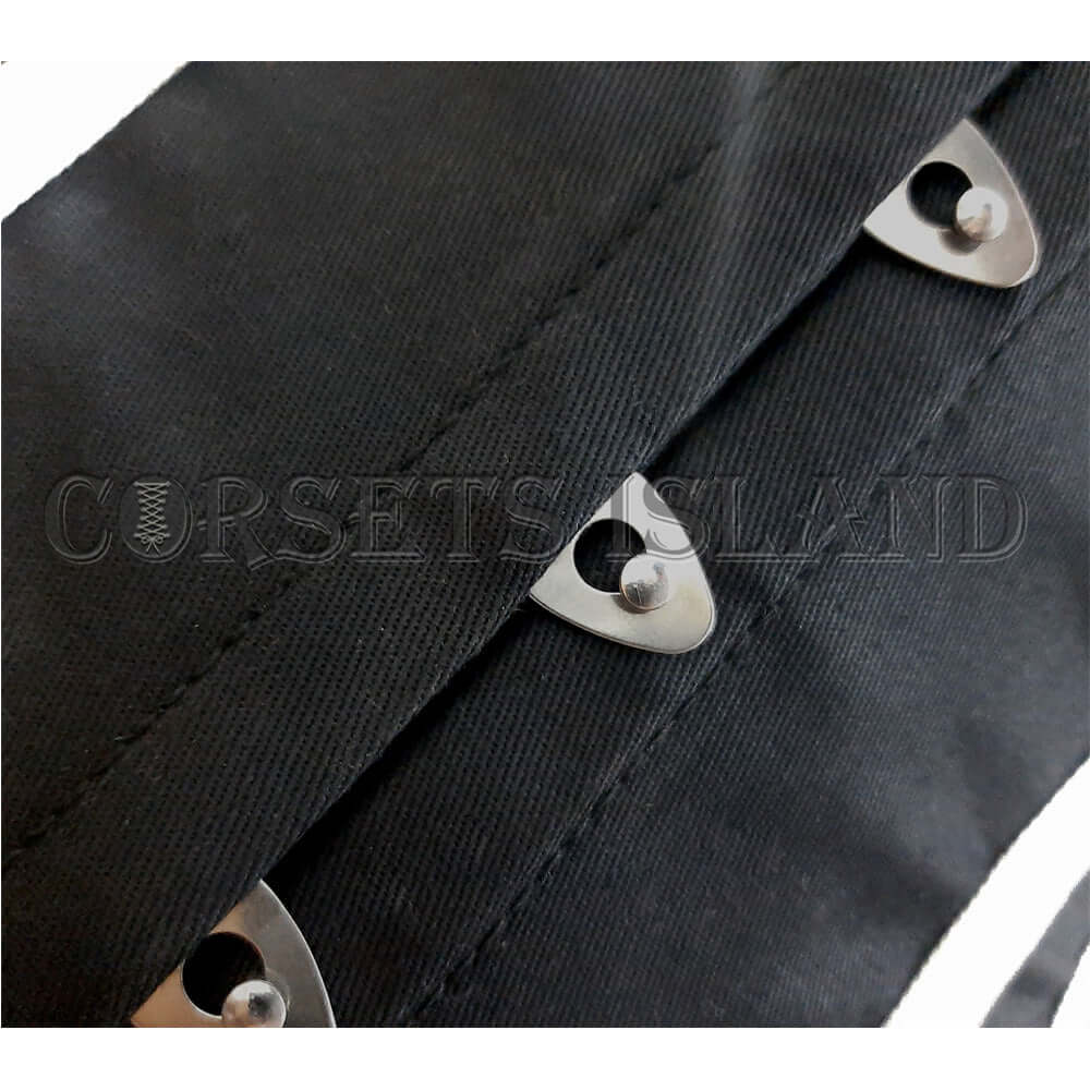 black and white strip cotton steel boned cincher corset hook and eye closure