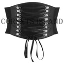 Black Laced Leather Women's Corset Elastic Belt