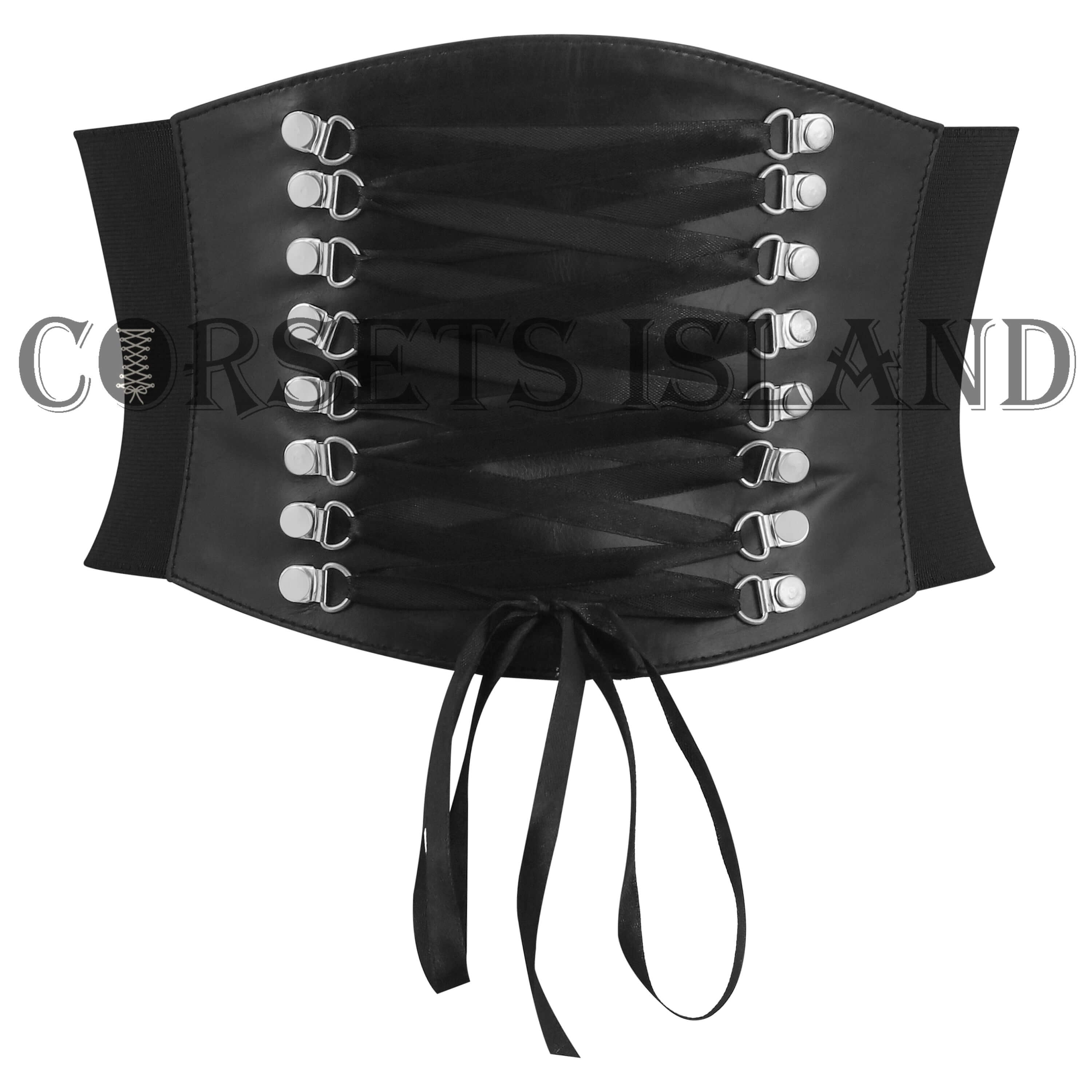 Black Laced Leather Women's Corset Elastic Belt for Styling