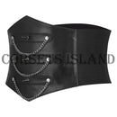 Black Leather Gothic Corset Belt with Chains - Plus Size