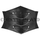 Black Leather Gothic Corset Belt with Chains for Women
