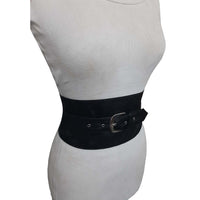 Schwarzer Leder-Obi-Gürtel – Verstellbarer Modegürtel für Damen