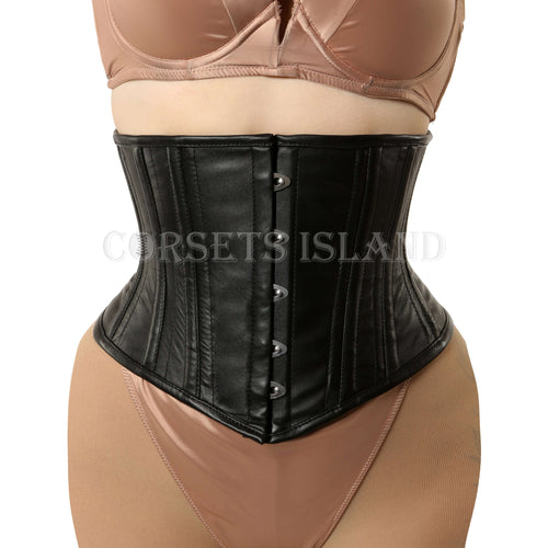 Black Leather Waist Cincher – Premium Waist Trainer for Shaping