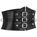 Black Leather Zipper Buckle Corset Belt for Women - Waist Cincher
