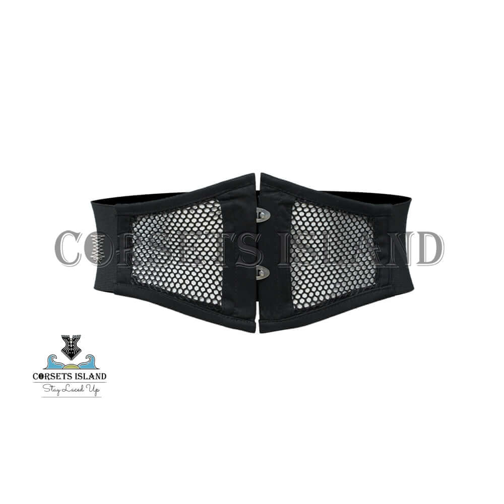 NYX - Black Mesh Corset Belt Adjustable Waist Cincher Elastic Belt