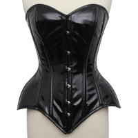 Jessica - Schwarzes taillenformendes Overbust Korsett aus PVC mit Stahlstäben | Alle Farben