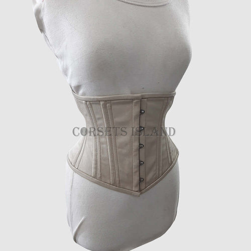 Cream Underbust Corset – Satin Waist Shaper with Steel Boning