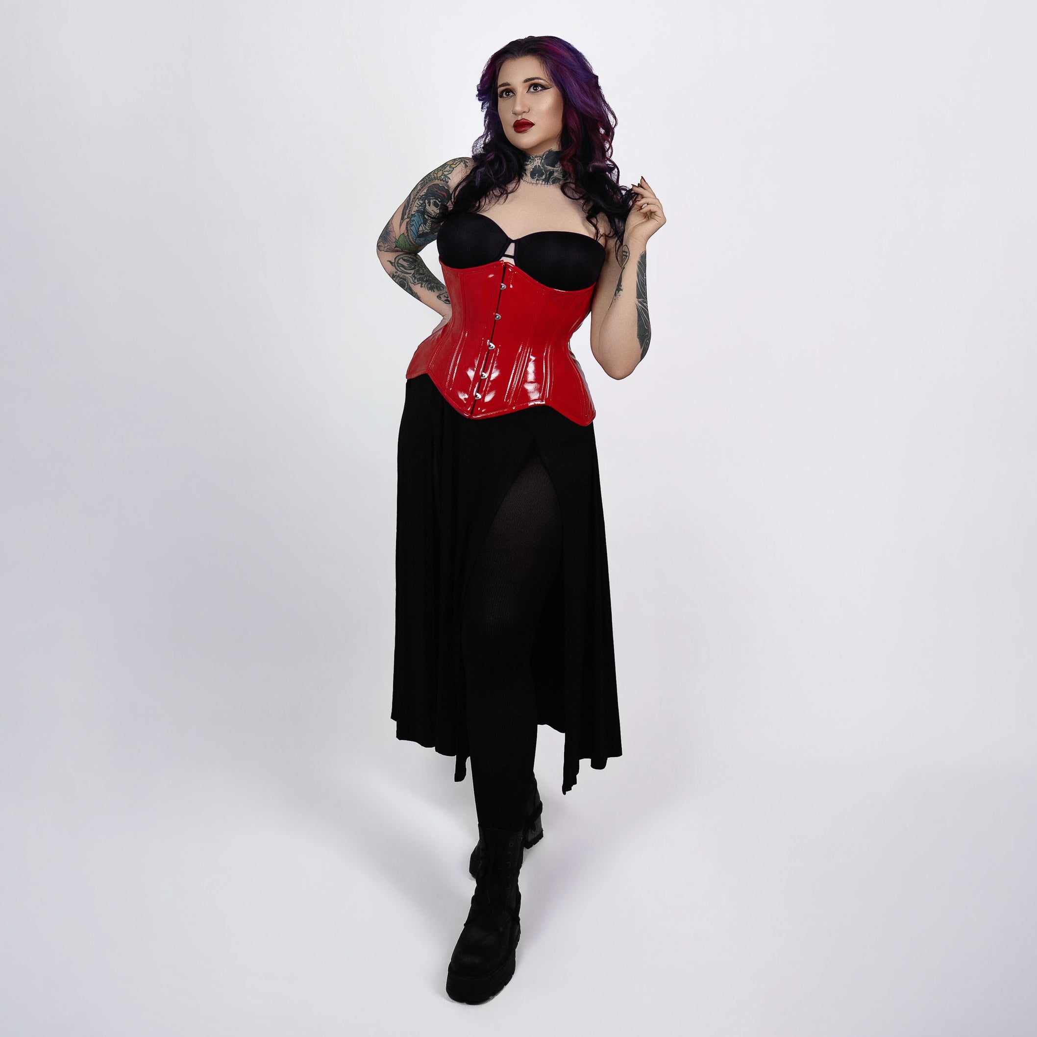 Vivian – Kurviges glänzendes PVC-Korsett mit doppelter Stahlkorsettstange | Alle Farben
