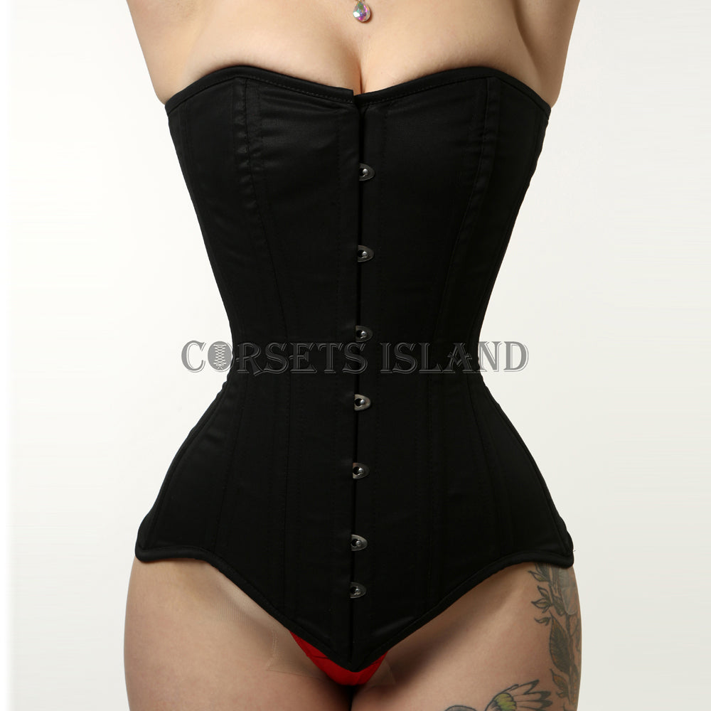 Penelope - Cotton Steel Boned Overbust Long Line Corset | All Colors