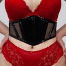 Sloane – Schwarzer Korsettgürtel aus PVC und Mesh
