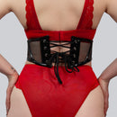 Sloane – Schwarzer Korsettgürtel aus PVC und Mesh