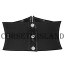 Leather Black Womens Elastic Buckle Zipper Corset Belt