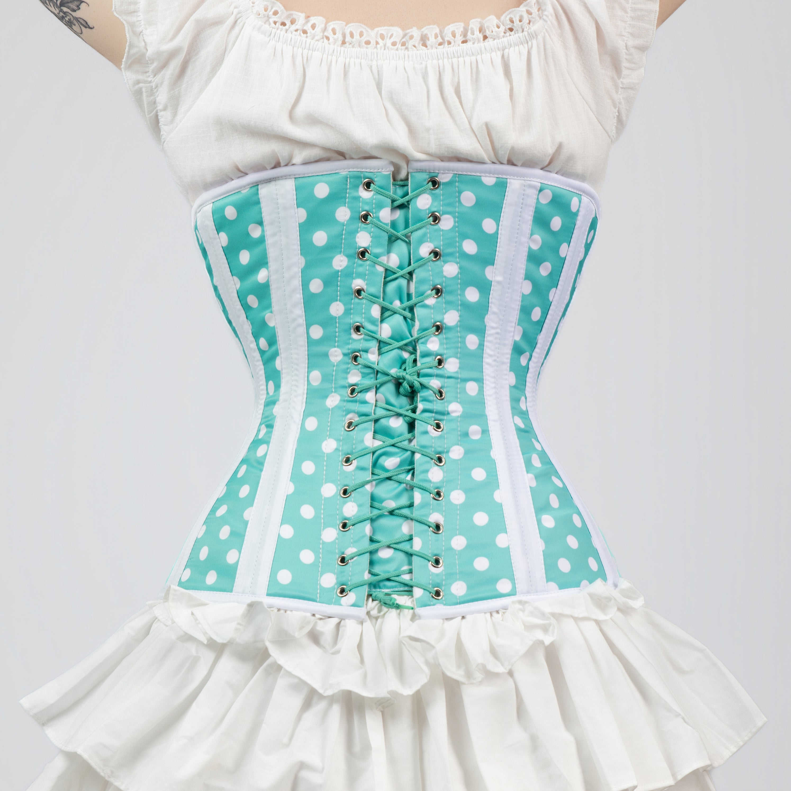 Susan - Mint Green White Polka Dot Pin Up Hourglass Corset