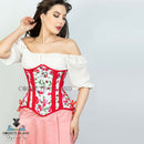 Red And White Floral Underbust Corset – Steel Boned Waist Trainer