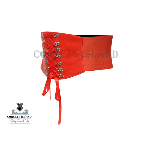 Red Corset Belt for Women – Soft Sheep Leather & Elastic Fit
