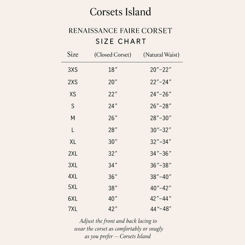 Ren_Faire_Corsets_size chart