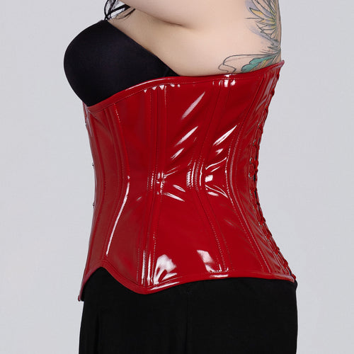 Vivian – Kurviges glänzendes PVC-Korsett mit doppelter Stahlkorsettstange | Alle Farben