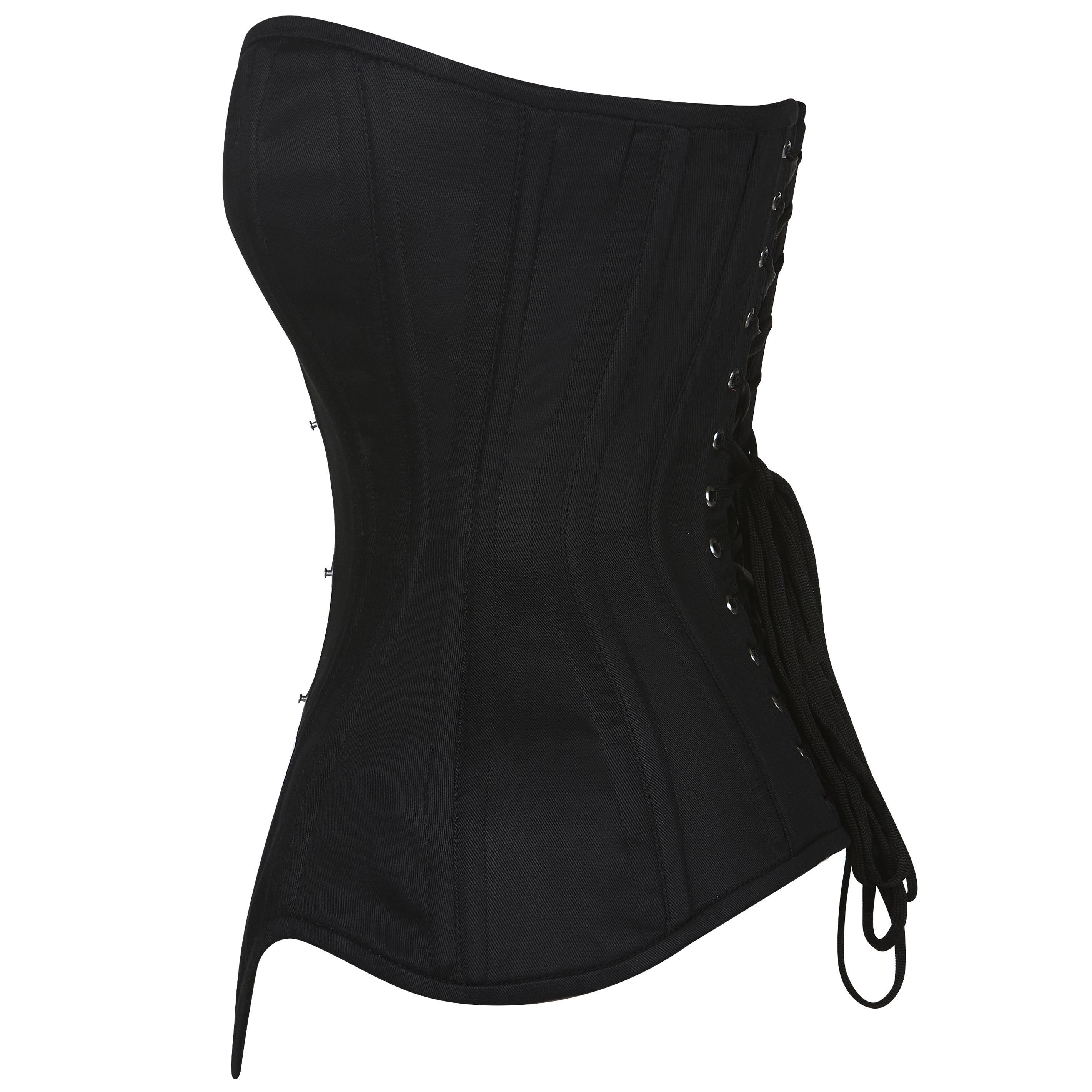 Jessica - Cotton Black Steel Boned Waist Training Overbust Corset | All Colors