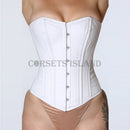 White Overbust Steel Boned Corset for Waist Training & Bridal Wear
