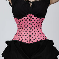 Anastasia - Black Pink Polka Dot Pin Up Waist Training Steel Boned Corset