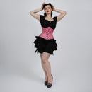 Anastasia - Black Pink Polka Dot Pin Up Waist Training Steel Boned Corset