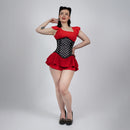 Mina - Black White Polka Dot Pin Up Underbust Waist Training Corset