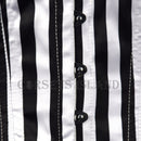black and white striped waspie corset hook and eye closure - corsets island