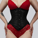 brocade underbust corset black steel boned front styled - corsets island