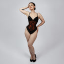 brocade underbust corset red black floral full body pose - corsets island
