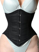 mina black cotton underbust corset front hook and eye closure corsets island