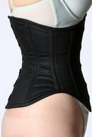 mina black cotton underbust corset side view lace-up back bone channels corsets island