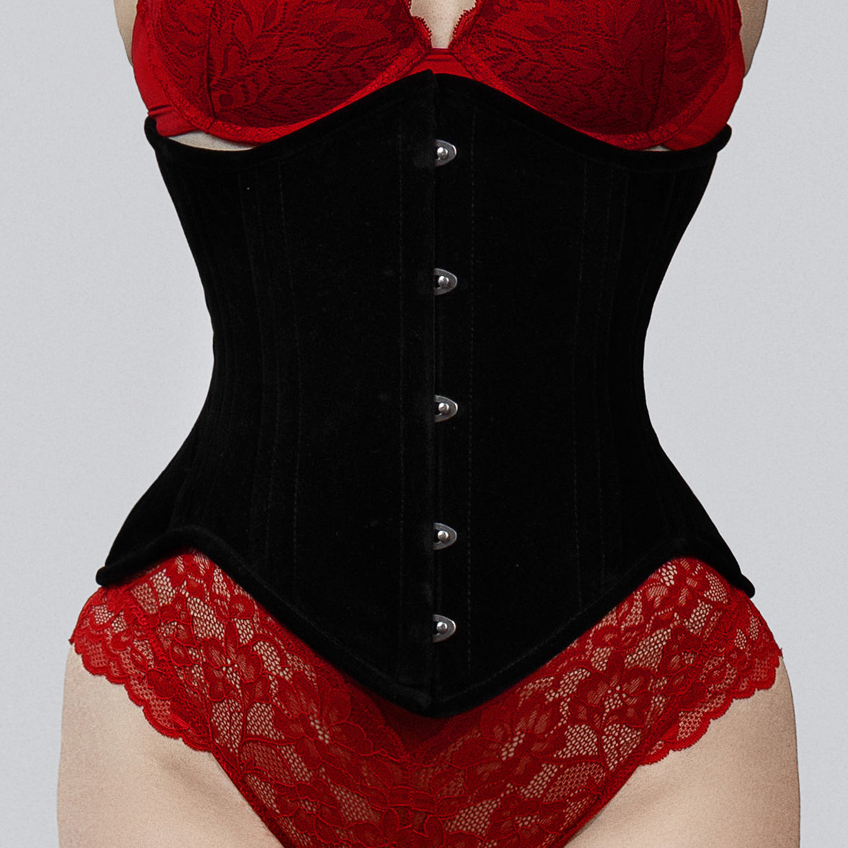Mina – Soft Velvet Double Steel Boned Underbust Corset