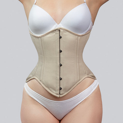 mina skin cotton underbust corset front hook and eye closure waist shaping corsets island