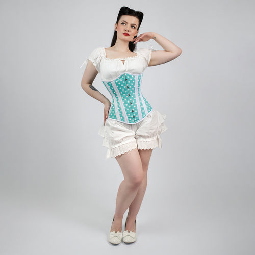 Susan - Mint Green White Polka Dot Pin Up Hourglass Corset