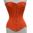 orange cotton steel boned overbust corset front view - corsets island