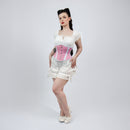 Bonnie - Pink White Polka Dot Pin Up Waist Training Steel Boned Corset
