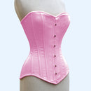 pink cotton steel boned overbust corset front view - corsets island