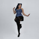 Jessica - Double Steel Boned Navy White Polka Dot Pin Up Corset