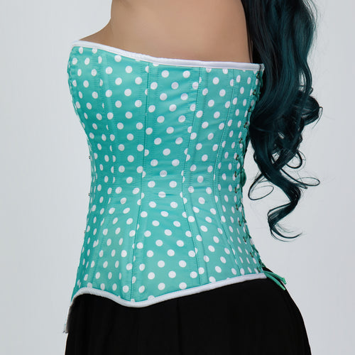 Jessica - Mint Green Polka Dot Pin Up Overbust Corset