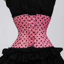 Anastasia - Black Pink Polka Dot Pin Up Waist Training Steel Boned Corset