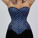 Jessica - Double Steel Boned Navy White Polka Dot Pin Up Corset