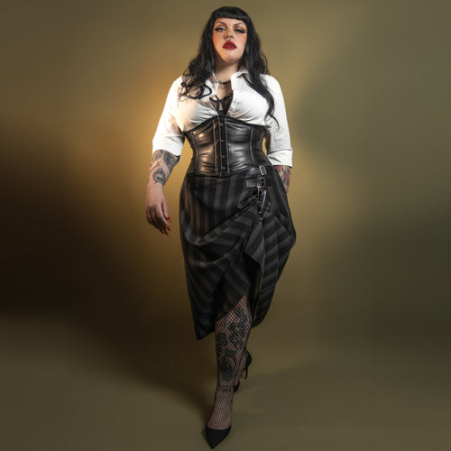 Lily - Leather Steel Boned Diamond Waspie Corset | All Colors