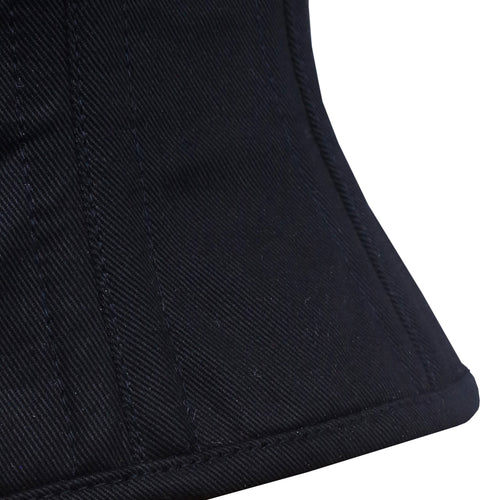 trixie black cotton waspie corset hip edge stitching detail corsets island