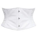 trixie white cotton waspie corset front view hook and eye closure corsets island