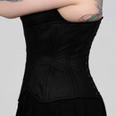 vivian black cotton curvy corset side view lace-up back bone channels corsets island