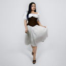 vivian brown cotton curvy corset vintage style full body hourglass waist shaping corsets island