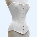 white cotton steel boned overbust corset front view - corsets island